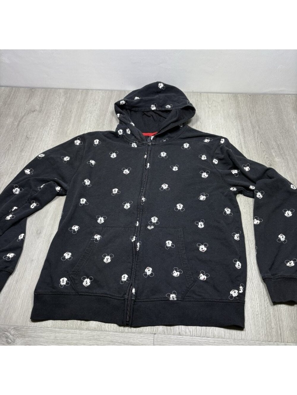 Disney 2XL Mickey Mouse All Over Print Full Zip Hoodie Sweatshirt Black